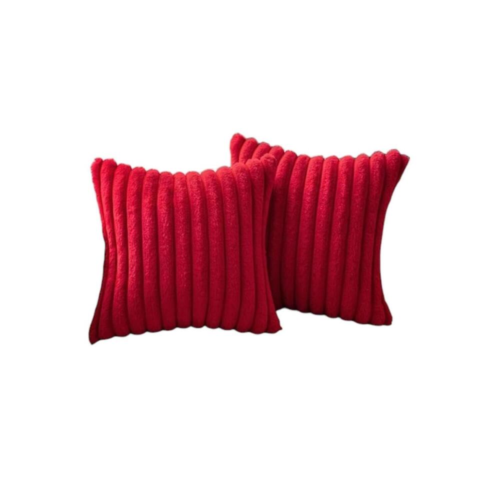 Home Reflections 2-Pack Ribbed Velvet 18x18 Dec Pillow Red